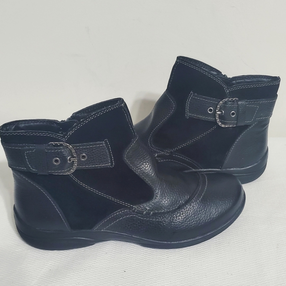 Earth Origins Dayton Ankle Boots Black Leather And Suede Upper Size 9